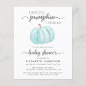 Papier Baby shower Citrouille bleu Aquarelle Invitation (Devant)