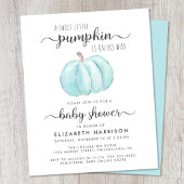 Papier Baby shower Citrouille bleu Aquarelle Invitation