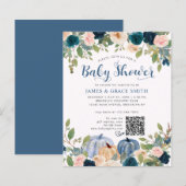 Papier Baby shower Citrouille bleu bleu rose rose (Devant / Derrière)