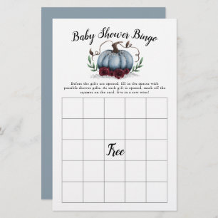 Papier Baby shower Citrouille bleu Jeu de Bingo