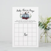 Papier Baby shower Citrouille bleu Jeu de Bingo (Debout devant)