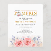 Papier Baby shower Citrouille Budget Aquarelle Roses rose (Devant)