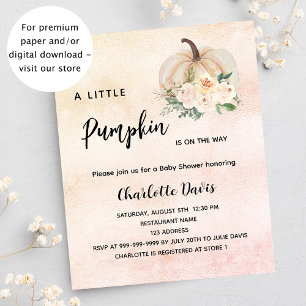 Papier Baby shower citrouille crème fleurie budget invita