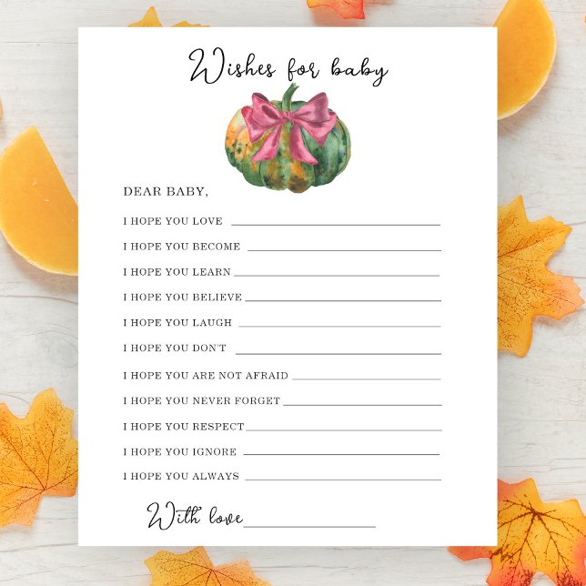 Papier Baby shower citrouille d'aquarelle - souhaits pour (Créateur téléchargé)