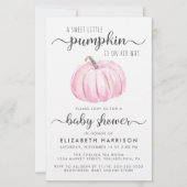 Papier Baby shower Citrouille rose Aquarelle Invitation (Devant)