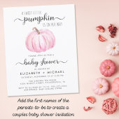Papier Baby shower Citrouille rose Aquarelle Invitation