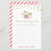 Papier baby shower Citrouille rose et or (Devant / Derrière)