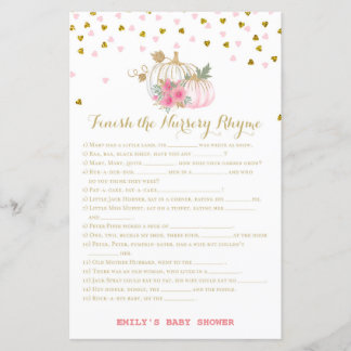 Papier baby shower Citrouille rose et or