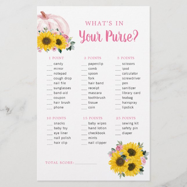Papier Baby shower citrouille Sunflower rose  (Devant)