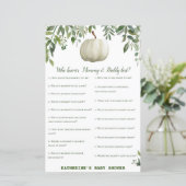 Papier Baby shower Citrouille verdoyant Jeu IMPRIMÉ (Debout devant)