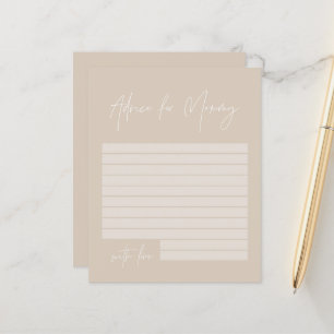 Papier Baby shower conseil pour maman moderne beige natur