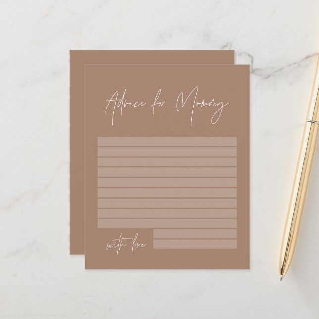 Papier Baby shower conseil pour maman moderne marron natu (Devant/Arrière en situation)