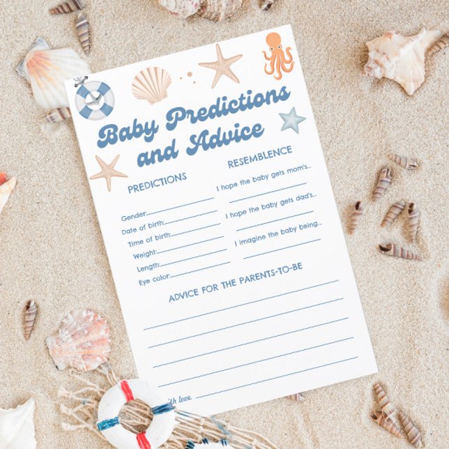 Papier Baby shower côtier Prédictions et conseils pour bé (Créateur téléchargé)