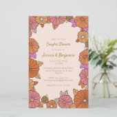 Papier Baby-Shower Couple Floral Orange Brûlé Bohème Pas (Debout devant)