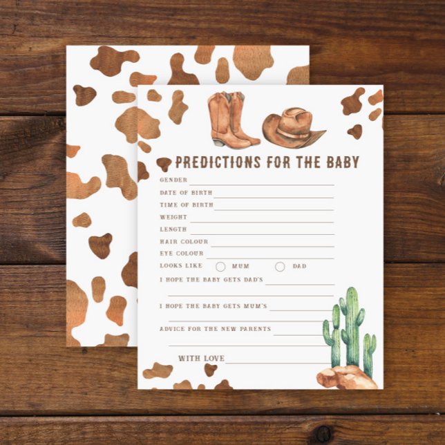 Papier Baby shower Cowboy - prédictions et conseils pour  (Créateur téléchargé)