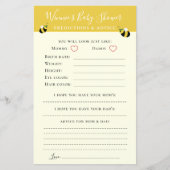 Papier Baby shower d'abeille jaune mignon Conseils et pré (Devant)