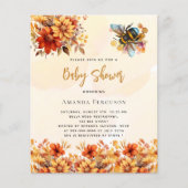 Papier Baby shower d'abeilles orange florales invitation (Devant)