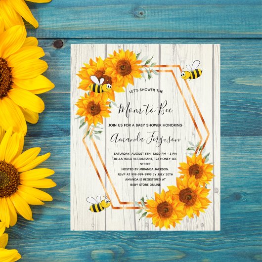 Papier Baby shower d'abeilles rustique budget bois de tou