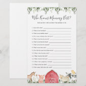 Papier Baby shower d'animaux de ferme qui connaît maman m (Devant / Derrière)