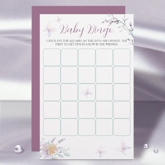 Papier Baby shower d'aquarelle papillon Flower Jeu de bin