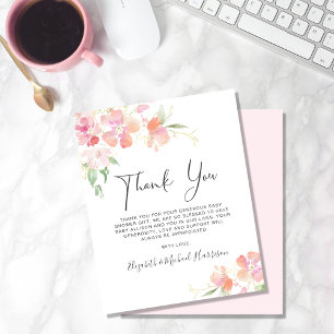Papier Baby shower d'aquarelle rose Merci