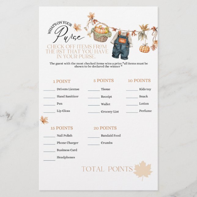 Papier Baby shower d'automne citrouille Quoi sur le jeu d (Devant)