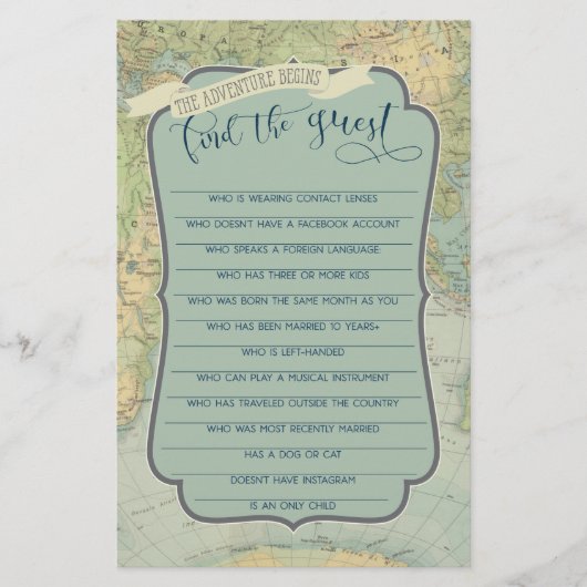 Papier Baby shower d'aventure Jeu Trouvez l'invité (Devant)