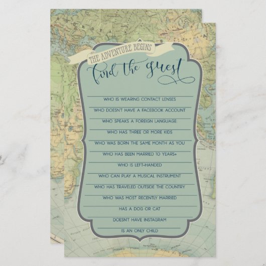 Papier Baby shower d'aventure Jeu Trouvez l'invité (Devant / Derrière)