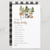 Papier Baby shower d'aventures pour animaux de cerfs Priè (Devant / Derrière)