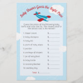 Papier Baby shower d'avion devinez juste prix (Devant)
