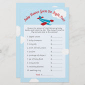 Papier Baby shower d'avion devinez juste prix (Devant / Derrière)