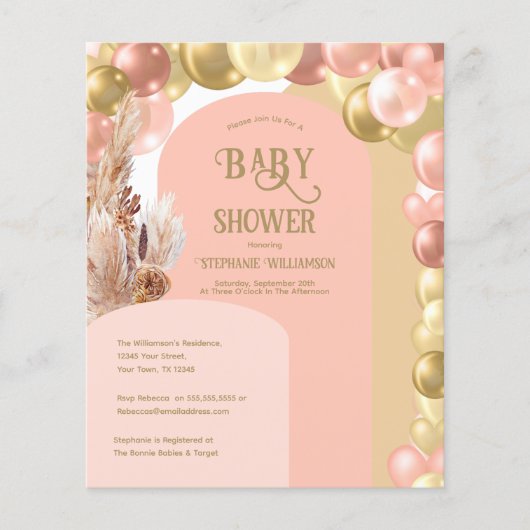 Papier Baby shower de ballon bouho budget (Devant)