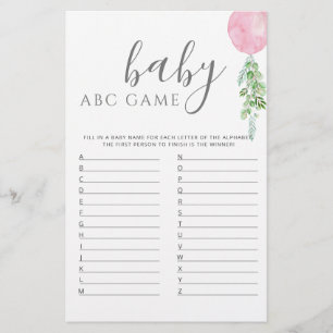 Papier Baby shower de ballon rose ABC jeu