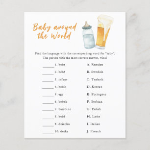 Papier Baby shower de bière - Baby autour du monde jeu