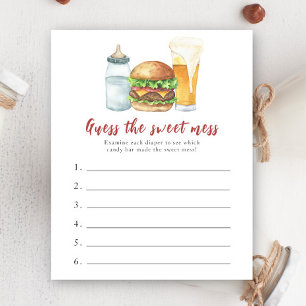 Papier Baby shower de bière Burger Guess jeu de gâchis su