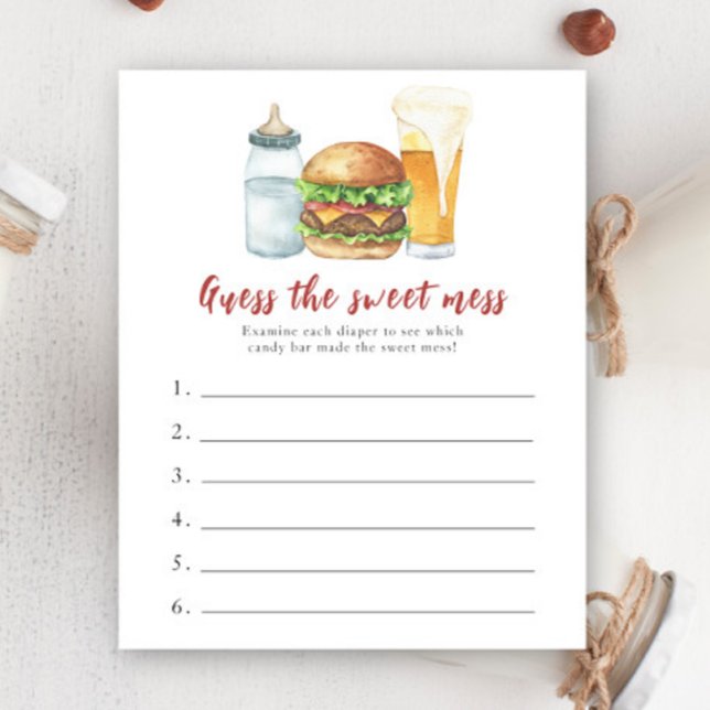 Papier Baby shower de bière Burger Guess jeu de gâchis su (Créateur téléchargé)