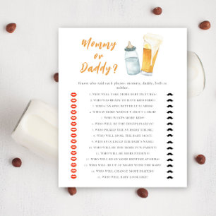 Papier Baby shower de bière - jeu maman ou papa