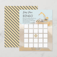 Baby shower de bingo de l'excavateur de constructi