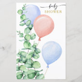 Papier Baby shower de bingo moderne Eucalyptus jeu de bin (Dos)