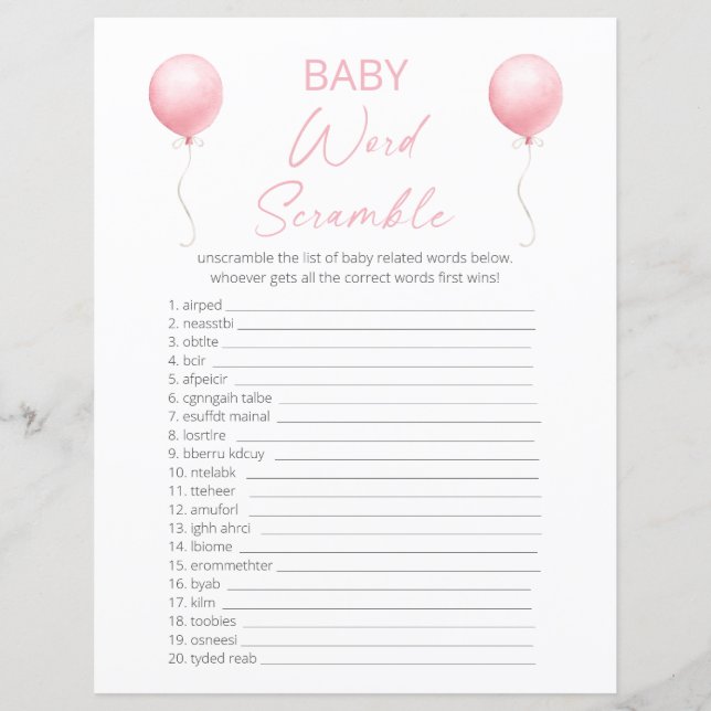 Papier Baby shower de bulle rose (Devant)