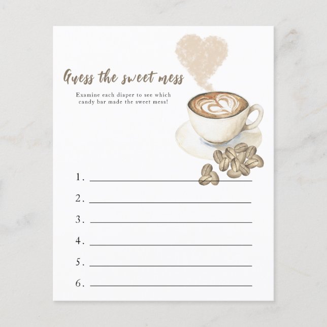Papier Baby shower de café bébé Guess the sweet mess jeu (Devant)