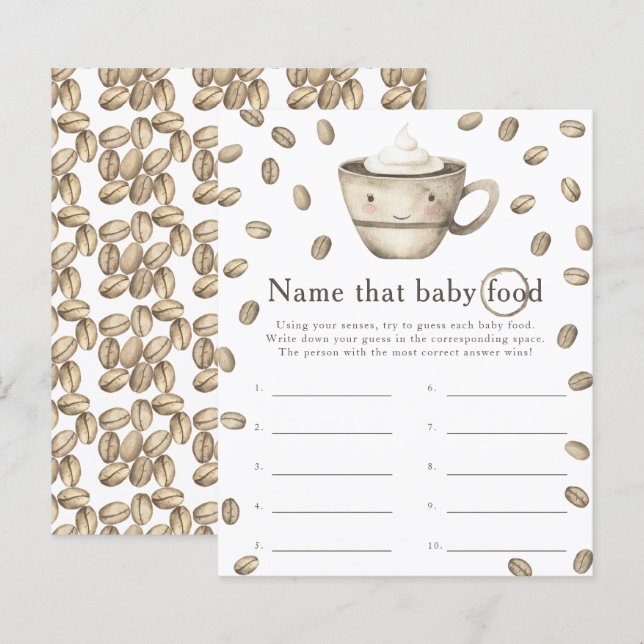 Papier Baby shower de café de brasserie Nom de cet alimen (Devant / Derrière)