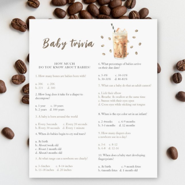 Papier Baby shower de café glacé - Jeu Trivia bébé (Créateur téléchargé)
