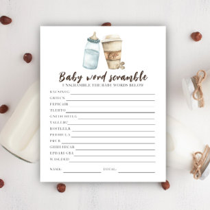 Papier Baby shower de café - Mot de bébé Scramble
