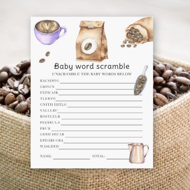 Papier Baby shower de café - Mot de bébé Scramble (Créateur téléchargé)