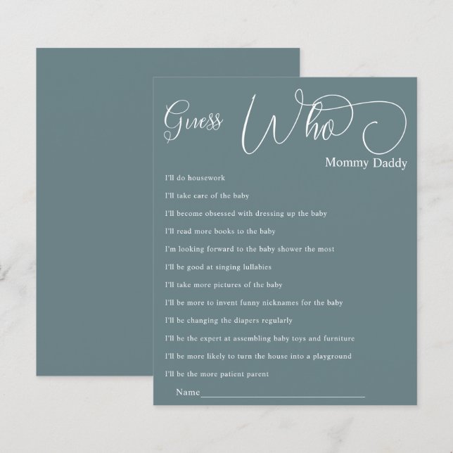 Papier Baby shower De Calligraphie Minimale Moderne Devin (Devant / Derrière)