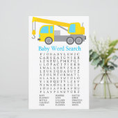 Papier Baby shower de camion de grue Mot de recherche (Debout devant)
