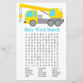 Papier Baby shower de camion de grue Mot de recherche (Devant)