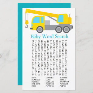 Papier Baby shower de camion de grue Mot de recherche