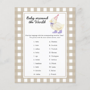 Papier Baby shower de canard - bébé dans le monde jeu